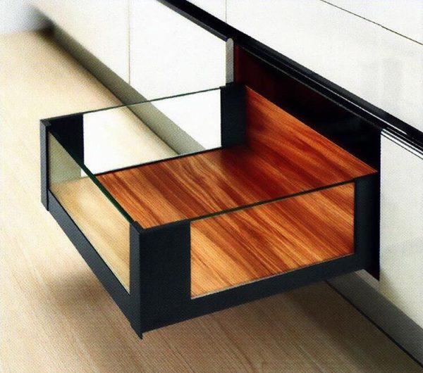 ریل کشو بدنه‌ دار اسلیم شیشه اینر ارتفاع بلند با براکت شیشه جلو فانتونی