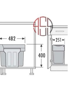 سطل چند منظوره توکار متصل به کف هایلو (Hailo) مدل تاندم عرض 300mm فانتونی کد Q130