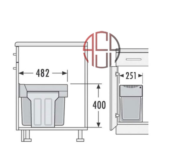 سطل چند منظوره توکار متصل به کف هایلو (Hailo) مدل تاندم عرض 300mm فانتونی کد Q130