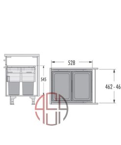 سطل چند منظوره توکار متصل به بدنه هایلو (Hailo) مدل یوروکارگواس سی عرض 500mm فانتونی کد Q250