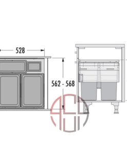 سطل چند منظوره توکار متصل به بدنه هایلو (Hailo) مدل یوروکارگواس سی عرض 600mm فانتونی کد Q260