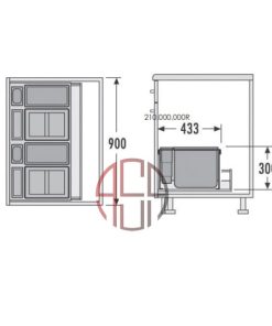 سطل چند منظوره توکار متصل به بدنه هایلو (Hailo) مدل ایکس ایکس عرض 900mm فانتونی کد Q190