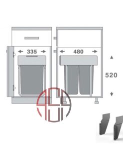 سطل چند منظوره توکار متصل به کف دو سطلی عرض 400 mm فانتونی کد Q540