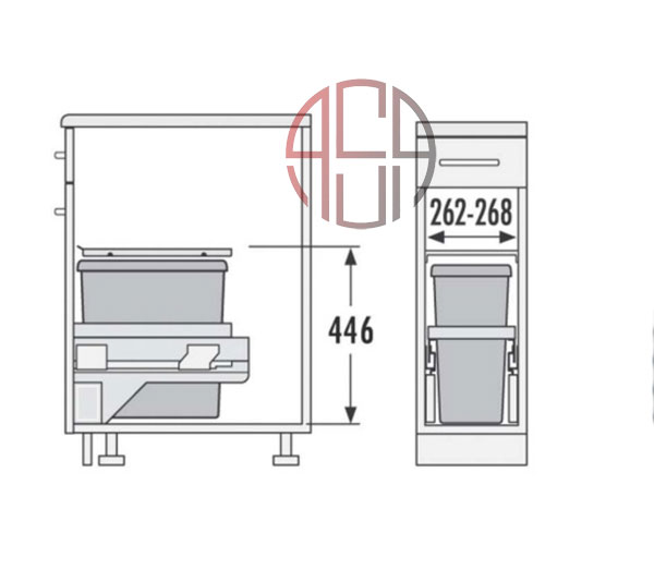 سطل چند منظوره توکار متصل به کف هایلو (Hailo) مدل یوروکارگواس عرض 300mm فانتونی کد Q230
