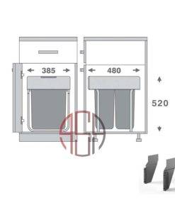 سطل چند منظوره توکار متصل به کف دو سطلی 450 mm فانتونی کد Q545