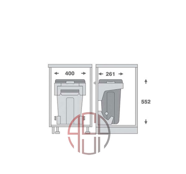 سطل چند منظوره توکار عرض 450 mm فانتونی کد Q400