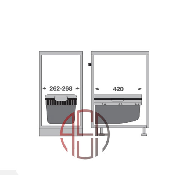 سطل ریلی جای برنج و حبوبات توکار عرض 300 mm فانتونی کد Q930