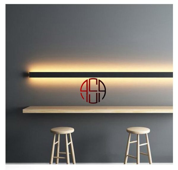 پروفیل هنگر شلف آلومینیومی دیواری دکوراتیو مدلT فرم رنگ مشکی مات با قابلیت نورپردازی 3000 mm کد i271