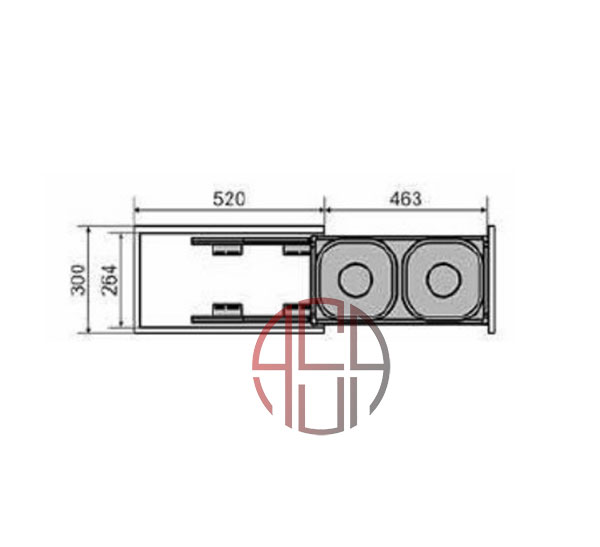 سطل ریلی جای برنج و حبوبات توکار عرض 300 mm فانتونی کد Q935