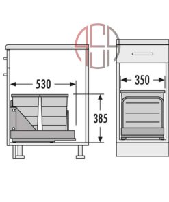 سطل چند منظوره توکار ریل از کف هایلو (Hailo) مدل باتم مانت عرض 400mm فانتونی کد Q240