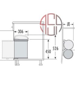 سطل چند منظوره توکار لولایی هایلو (Hailo) مدل بیگ باکس عرض 400mm فانتونی کد Q440