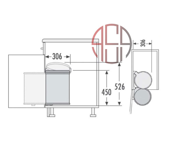 سطل چند منظوره توکار لولایی هایلو (Hailo) مدل بیگ باکس عرض 400mm فانتونی کد Q440