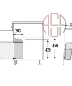 سطل چند منظوره توکار لولایی هایلو (Hailo) مدل آنو عرض 450mm فانتونی کد Q145