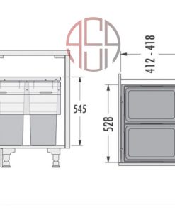 سطل چند منظوره توکار متصل به بدنه هایلو (Hailo) مدل یوروکارگواس سی عرض 450mm فانتونی کد Q245