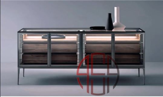 بوفه دکوراتیو فریم لس شیشه مدل Qari فانتونی P207