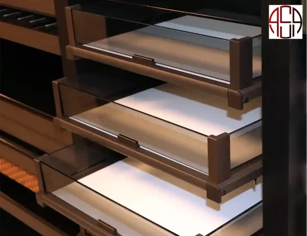 کشو شیشه ای ریلی ایتالین رنگ موکا فانتونی