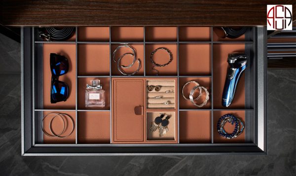 سینی مشبک جای زیور آلات چرمی ریلی فرنچ استایل فانتونی رنگ طوسی نارنجی