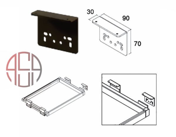 بست ال زیر سقف جهت نصب رانر ریل فانتونی- کد J483