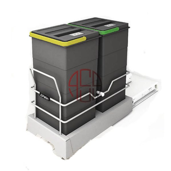 سطل زباله دو مخزنه اکو (40لیتری) پلاتین کد 3634