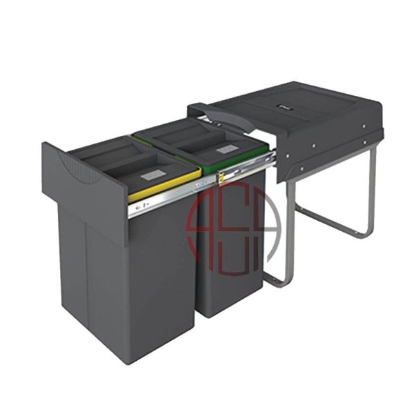 سطل زباله دو مخزنه هایلوکس (40لیتری) پلاتین کد 3653