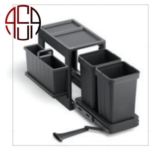 سطل زباله ریلی داخل کابینت دو مخزن 20 لیتری ملونی مدل 9246