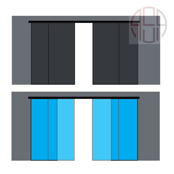 مکانیزم روف هنگ دو درب متحرک دو درب ثابت تک جداره متقارن برقی سینکرونایز فانتونی کد K089-K088