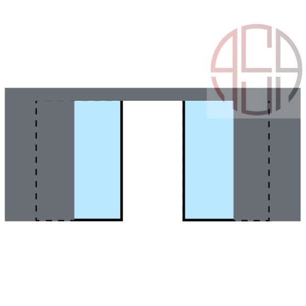 مکانیزم روف هنگ دو درب شیشه دو جداره پروفیل آلومینیومی ساختمانی متقارن برقی سینکرونایز فانتونی کد K185-K184-K183