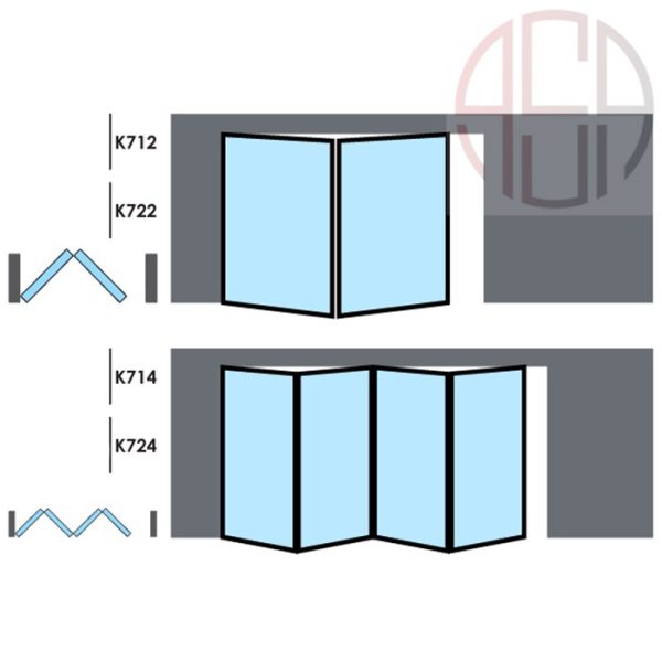 مکانیزم فولدینگ کرنر پروفیل آلومینیومی ساختمانی فانتونی کد K724-K714-K722-K712