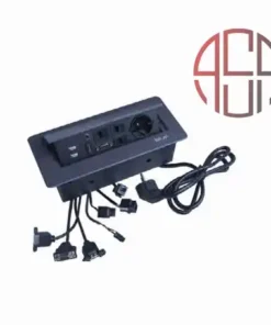 پریز توکار مولتی‌مدیا مدل BK6 Black (پنل کامل اداری و صوتی‌تصویری)