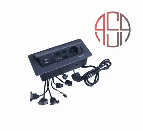 پریز توکار مولتیمدیا مدل BK6 Black (پنل کامل اداری و صوتیتصویری)
